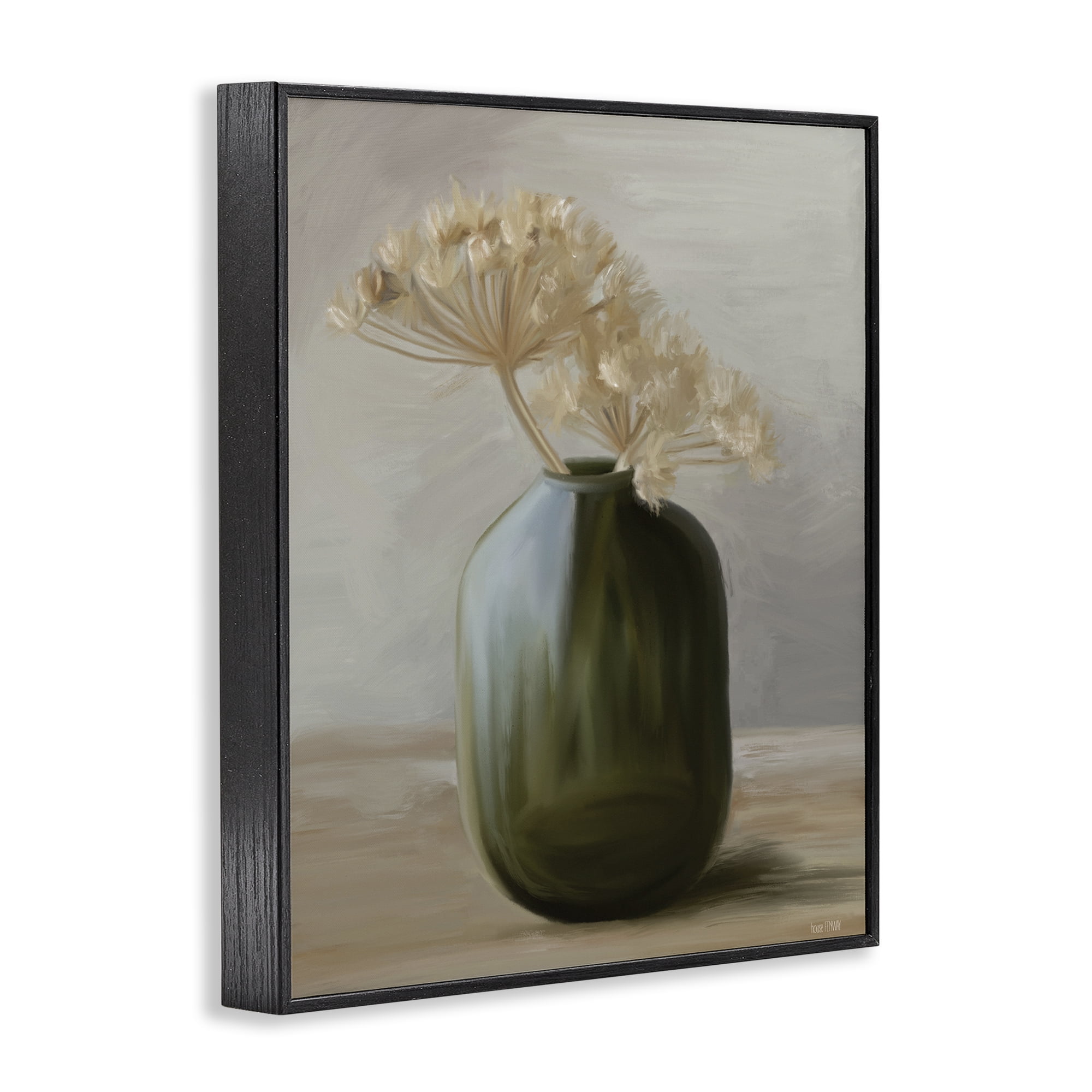 Stupell Industries Dried Blooms in Green Vase Black Framed Giclee Art, design by House Fenway