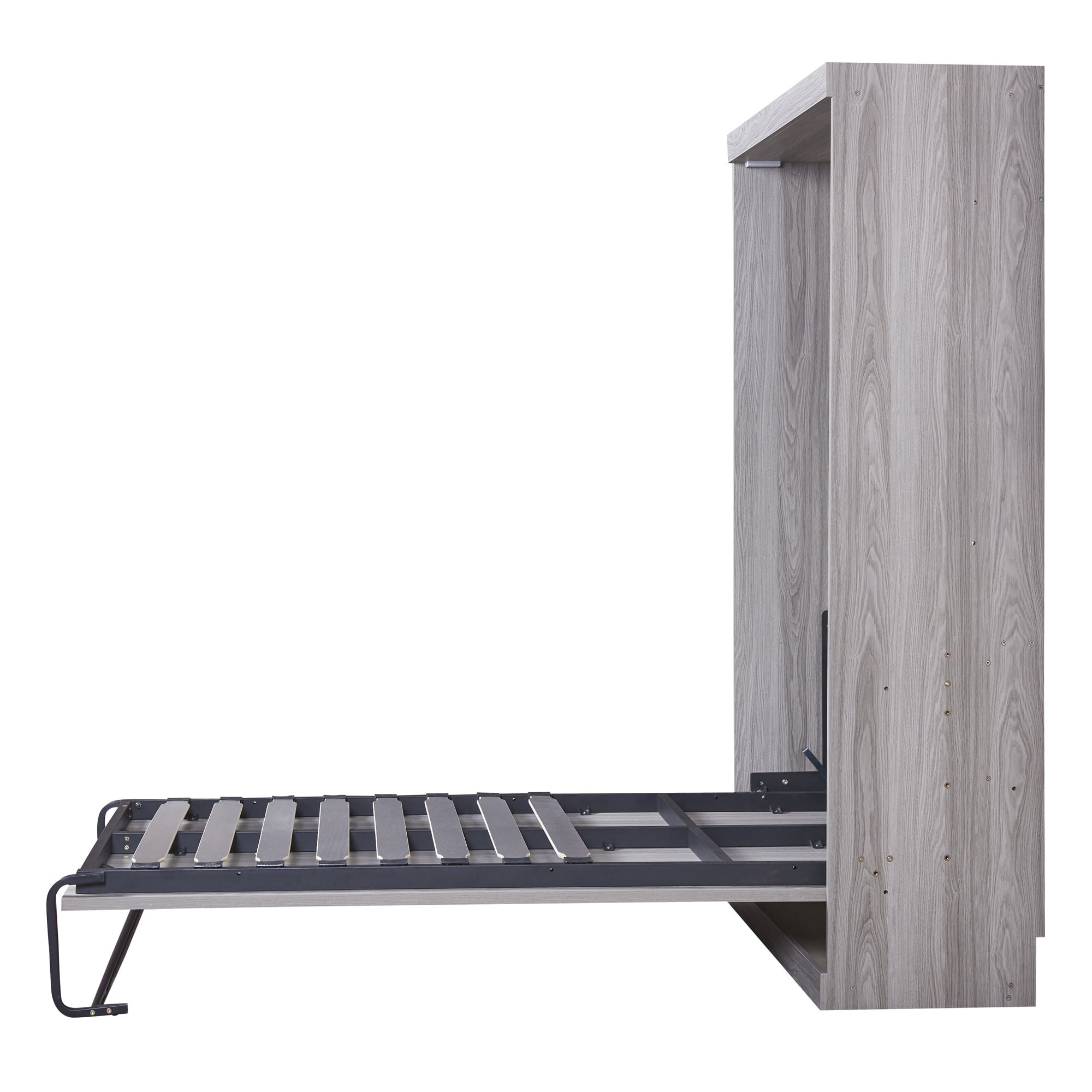 Euroco Pine Wood Twin Size Murphy Bed, Convertible Wall Bed into A Cabinet for Kids Teens, Gray