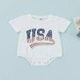 thumbnail image 2 of Barboteuse Bébé Jour de l'Indépendance Rayée Étoile USA Imprimé Manches Courtes Triangle, 2 of 8