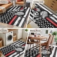 thumbnail image 6 of Area Rug 48×72in, USA Flag Red Line Firefighter with Sloth Floor Carpet Living Room Rug, Wooden Texture Non-Slip Welcome Mat Indoor Rugs for Bedroom Dining Room, 6 of 9