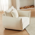 thumbnail image 4 of MH Minimalist 44" Chenille Sofa Armchair | Modern Beige Upholstered Living Room &amp; Bedroom Furniture | Solid Wood Frame, Foam Filled | Easy Assembly, 4 of 6