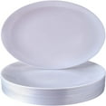 thumbnail image 1 of Assiettes Jetables en Plastique au Design Moderne pour Fête (10 Pcs) Ensemble de Vaisselle Jetable Robuste 10,25” Aspect Porcelaine Fine Vaisselle en Plastique Idéale pour Baby Showers Mariages Anniversaires an, 1 of 5