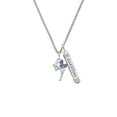 thumbnail image 2 of Delight Jewelry Silvertone Small Fairy with Purple Wings Silvertone Guardian Angel Bar Charm Necklace, 23", 2 of 4