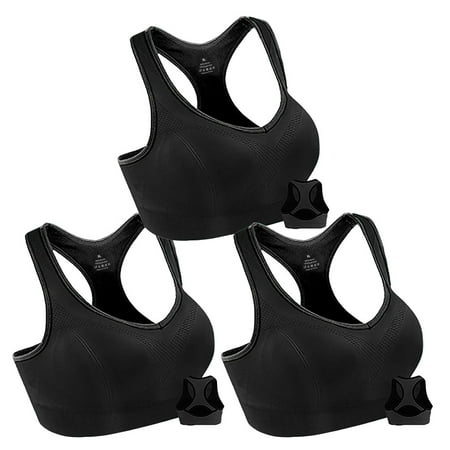 

RNKR 3 Pack Women Racerback Sports Bras High Impact Workout Yoga Gym Activewear Fitness Bra - XL