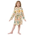 thumbnail image 6 of FORMRS Niños Bathrobe Unisex Hooded Robe Soft Plush Pajamas Sleepwear, Size 2-3T, Beige Retro Leaves, 6 of 7