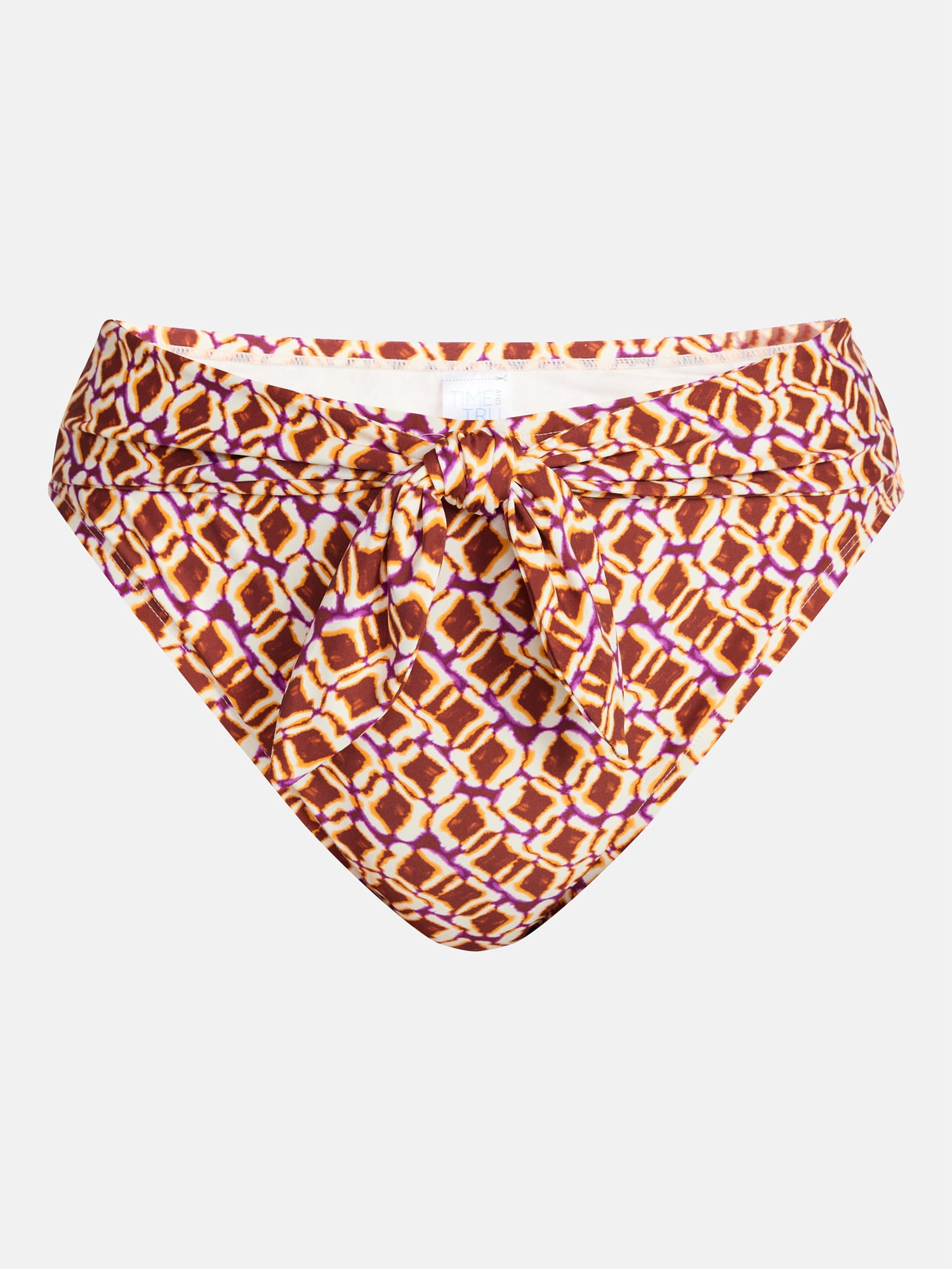 Time and Tru Women's and Women's Plus Tie Front High Cut Bikini Bottoms, Sizes XS-3X