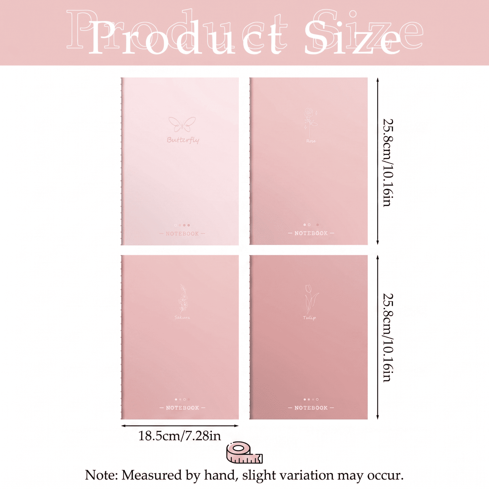 Lined Notebooks 4 Pack Pink Gradient Soft Cover Journals 80 Pages Ruled Writing Notebooks for School Office Note Taking & Daily Planning