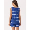 thumbnail image 3 of DARING DIVA Women's 2-Piece Round Neck Sleeveless Shirt Shorts Pajama Set M Blue, 3 of 6