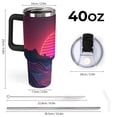 thumbnail image 2 of 40 oz Insulated Tumbler with Handle, Leak-Proof Straw Lid, Stainless Steel Travel Mug for Car & Road Trips - Neon Valley Cyber Future, 2 of 6