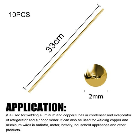 

10 PCS Brass Welding Brazing Rods Easy to Use Good Weldability Wear Resistant Excellent Fluidity for Alloy Materials TOPOINT
