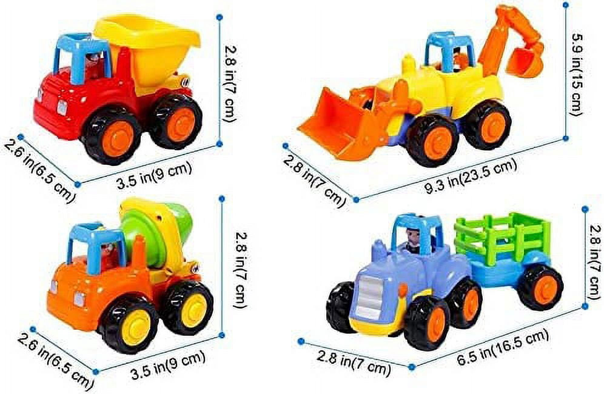 Inertia Toy Early Educational Toddler Baby Toy Friction Powered Cars Push and Go Cars Tractor Bulldozer Dumper Cement Mixer Engineering Vehicles Toys for Children Boys Girls Kids Gift 4PCS