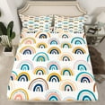 thumbnail image 2 of Manfei Boho Rainbow Pattern Twin Sheet Sets,bohemian Exotic Style Twin Fitted Sheet,Geometric Polka Dots Flat Sheet For Kids,Breathable Home Decor,3pcs, 2 of 7