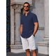 thumbnail image 2 of Camisa COOFANDY para hombre, hawaiana, corte regular, azul marino, 2 of 6