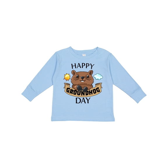 Inktastic Happy Groundhog Day Cute Boys or Girls Long Sleeve Toddler T-Shirt