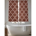 thumbnail image 4 of Coffee Brown Plaid Sheer Curtains 2 Panels Set Retro Country Moroccan National Geometrical Plaid Sheer Window Curtains Light Filtering Rod Pocket Voile Drapes for Bedroom Living Room 52"X72", 4 of 8