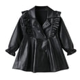 thumbnail image 1 of Gibobby Chaqueta de invierno para niñosChaqueta de vestir de cuero PU de manga larga de retazos para niños pequeños y niñas, abrigos de invierno, ropa ex(Negro, 4-5 Años), 1 of 5