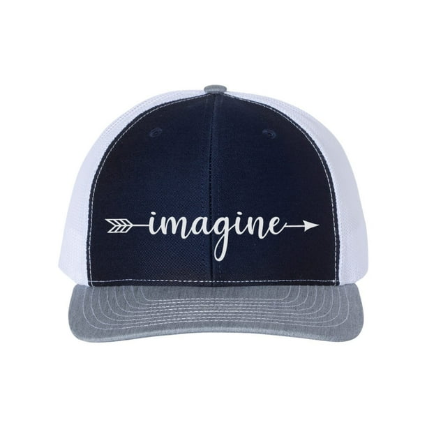 Imagine Hat Imagine Arrow Trucker Hat Trendy Hats Headwear 10 Different Colors Adjustable Snapback Caps Imagine Apparel White Text Navy White Heather Walmart Com