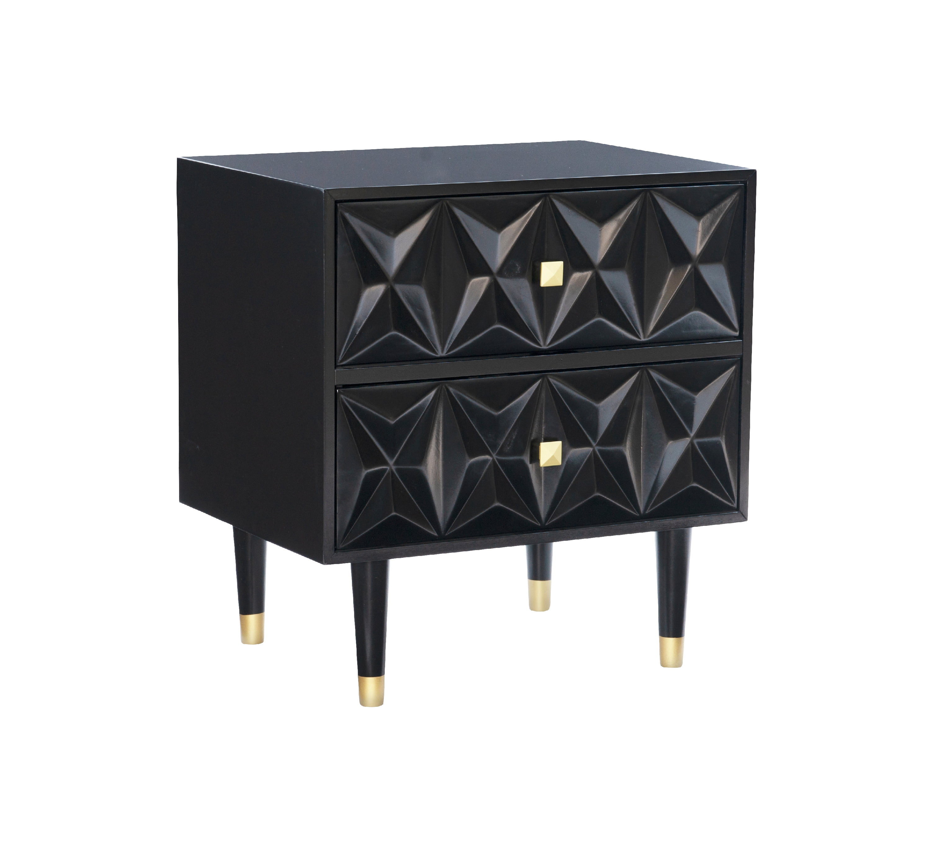 Linon Ginzel 2-Drawer Nightstand, Black and Gold Finish