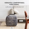 thumbnail image 4 of Jani Hanalei 20" Blue & Ivory Square Pouf Ottoman, 4 of 6