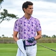 thumbnail image 3 of Honeii Violet print Polo Shirt, a classic short-sleeved, button-down golf shirt designed for menSmall, 3 of 6