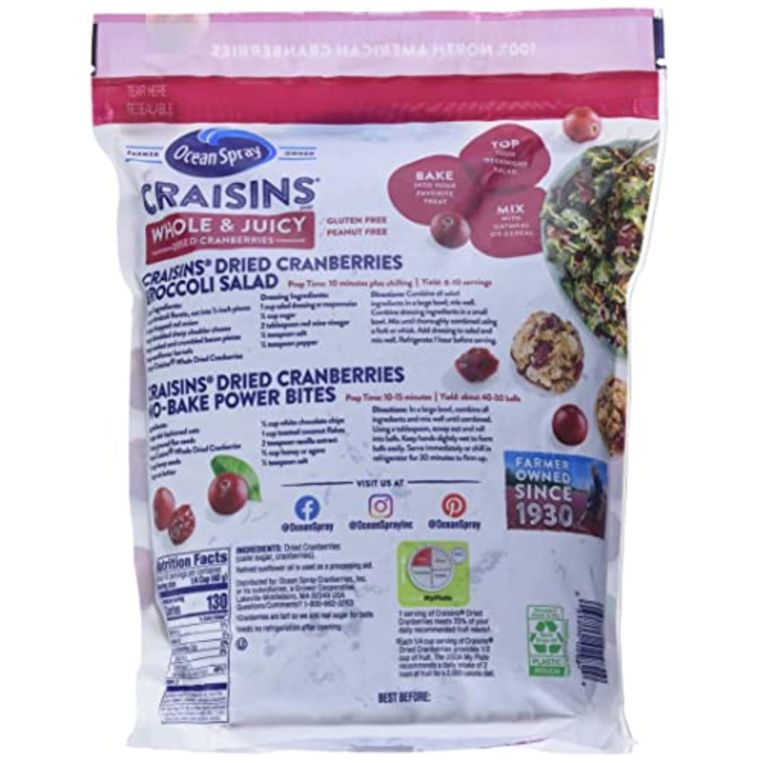 Ocean Spray Whole Craisins Dried Cranberries (64 Oz),
