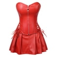 thumbnail image 1 of Grebrafan Corset Leather With Skirt Cosplay Steampunk Plus Red XS, 1 of 1
