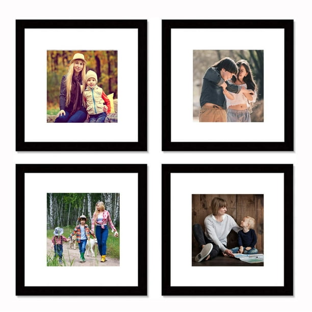 Marco de fotos Pojah negro de 30 x 30 cm, juego de 4 para fotos de 30 x 30 cm pojah Decoración Hogar