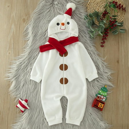 

Ovbmpzd Pajamas for Girls Clearance White Christmas One Piece Funny Fleece Bodysuit Preemie Onesies Newborn 6-12 Months