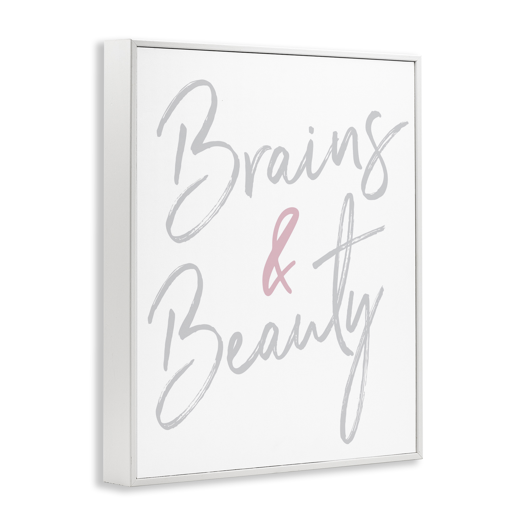 Stupell Industries Brains & Beauty Phrase Beauty & Fashion Painting White Framed Art Print Wall Art, 24 x 30