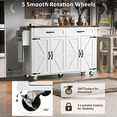 thumbnail image 4 of DTTRA Îlot de Cuisine Style Ferme de 53,5 Po avec Prise de Courant, Îlot de Rangement de Cuisine avec Rallonge Rabattable, Porte-Épices et Tiroir, Chariot de Cuisine Roulant sur Roues, pour la Maison, la Cuisine et la Salle à Manger, Blanc, 4 of 8