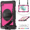 thumbnail image 5 of SaniMore for Samsung Galaxy Tab A8 (SM-X200/X205) 10.5" 2022 Case, 3 Layers Multi-Functional Cover Built-in Pencil Holder Shoulder & Hand Strap Kickstand Shockproof Protective Shell, Rose+Black, 5 of 7
