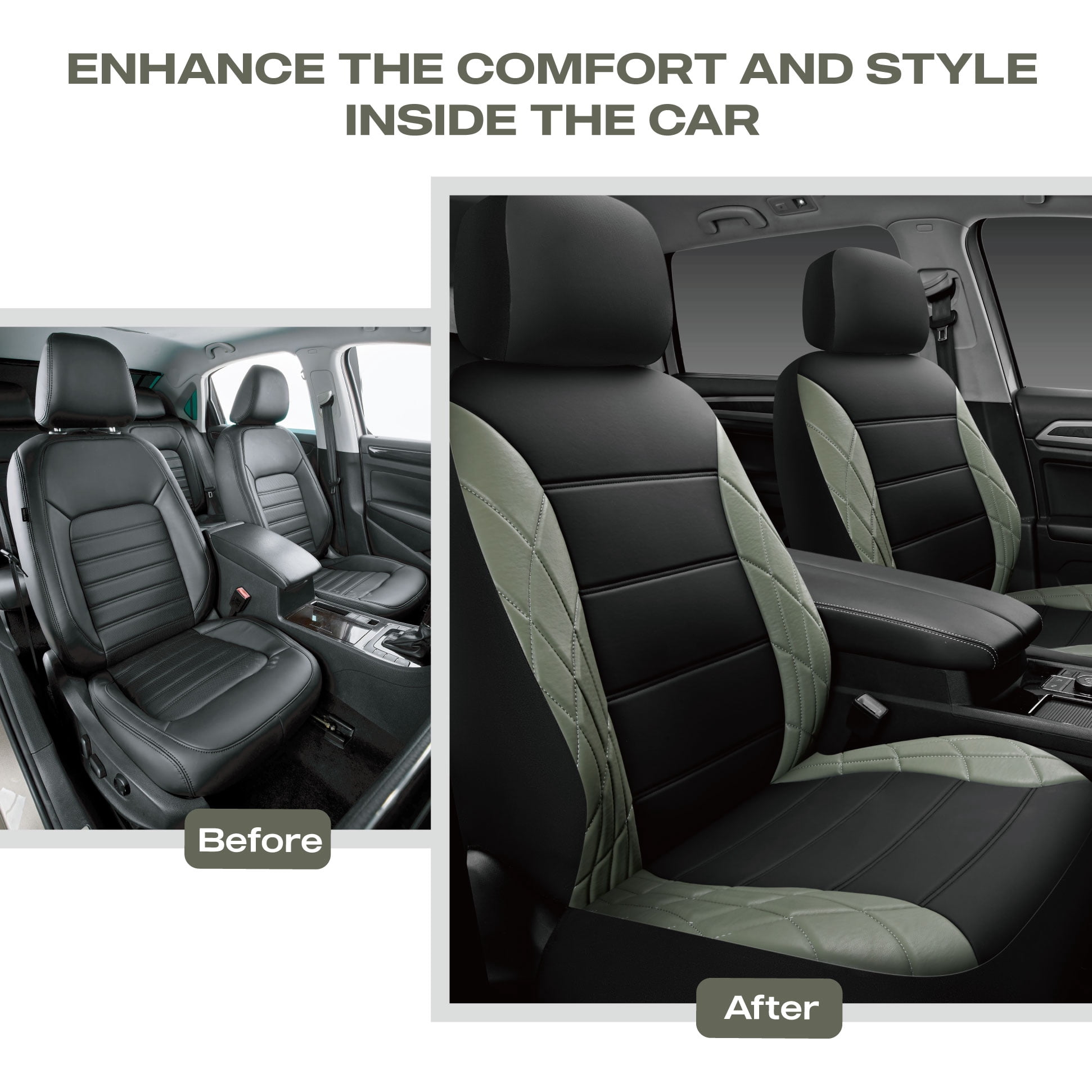 Auto Drive 2-Piece Premium Sierra Luxury Soft Leather Seat Covers - Universal Fit, 25SC25