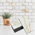 thumbnail image 1 of StyloVue 4 Pieces Peel and Stick Backsplash for Kitchen, 3" x 6" PVC Subway Tile Upgraded Calacatta Gold with Dark Gray Grout Backsplash Stick on Tile Elevate Kitchen, Bathroom, Fireplace,RV, 1 of 6