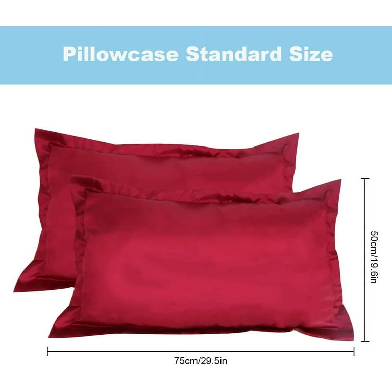 Pack of 2 Silk Cushion Covers Standard 50 x 75 cm Silky Soft Wrinkle Free Pure Colour Silk Cushion Cover without Zip Red Walmart