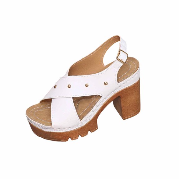 DeHolifer Women's Chunky Block High Heels Sandals,Open Toe Strappy Heeled Sandals,Ankle Strap Dress Sandals