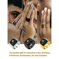thumbnail image 5 of KeyStyle Rings for Men Stainless Steel Signet Ring with Black Topaz Gemstone Birthstone Statement Ring Personalized Father Day Jewelry Birthday Gift for Father, 15mm Black Topaz, 5 of 9