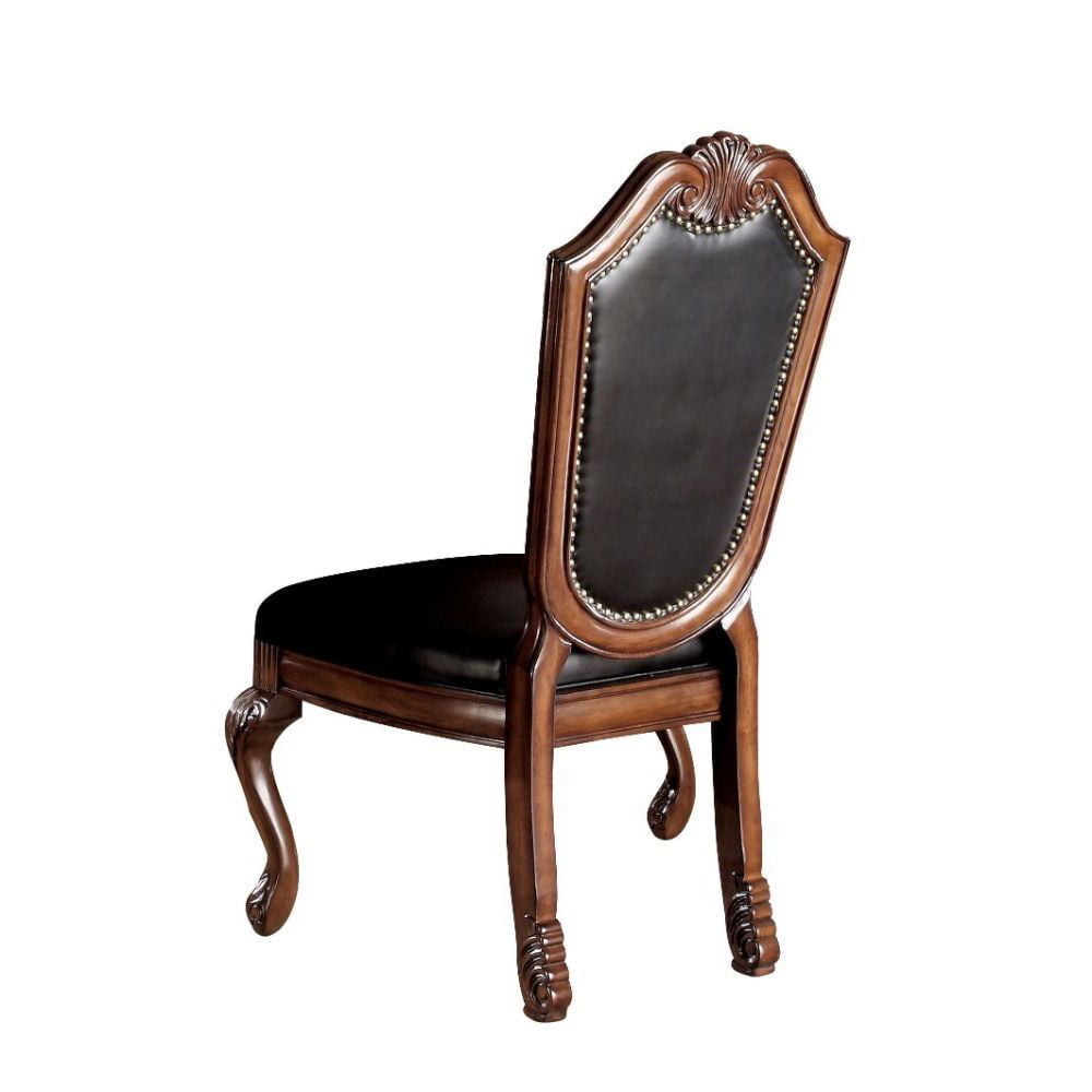 Acme Chateau De Ville Black PU & Cherry Side Chair (Set-2), Location: Indoor
