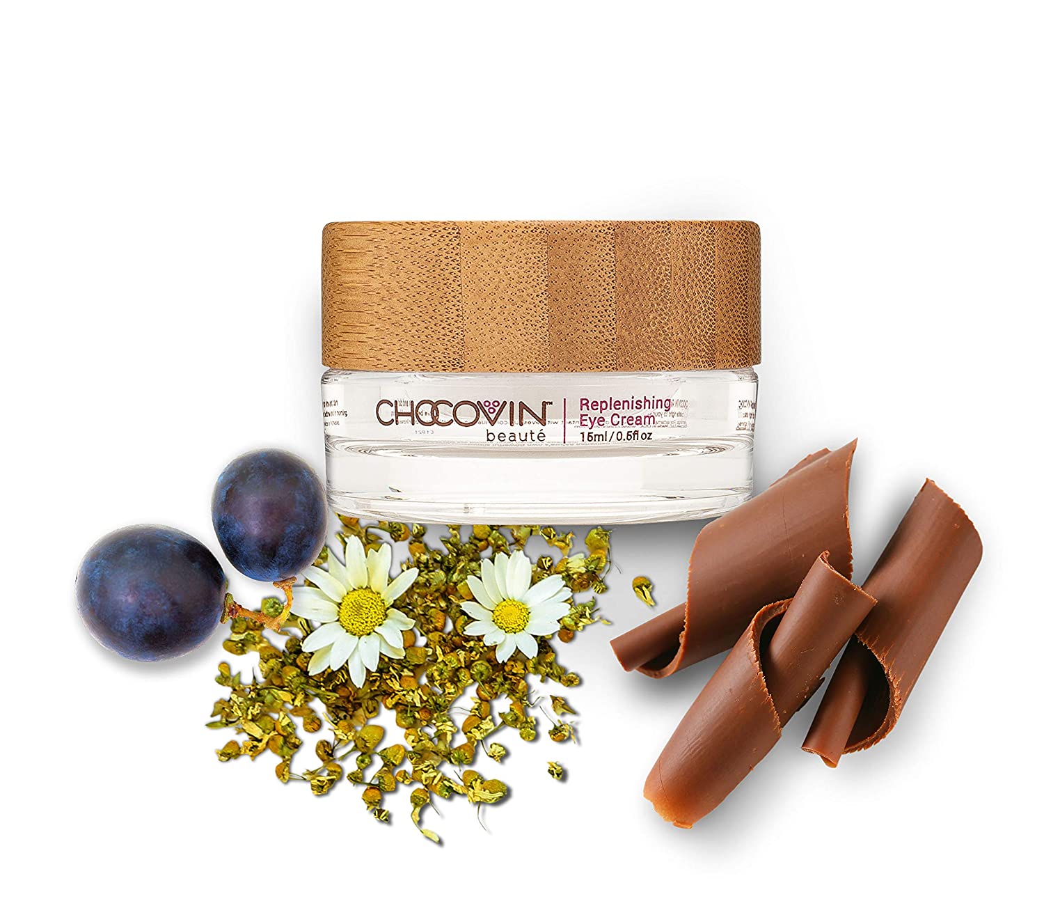 Chocovin Replenishing Eye Cream - Under Eye Cream for Dark Circles and Puffiness - Anti-Aging Eye Cream Made with Resveratrol, Epigallocatechin Gallate, and Marine Plankton (0.5 oz / 15mL)