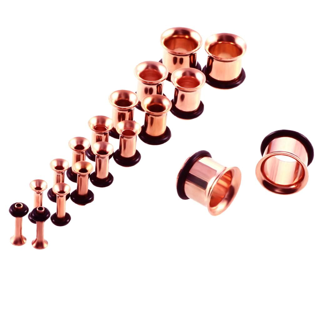 9 Pairs of Stainless Steel Ear Tunnels Ear Gauges Piercings Gold