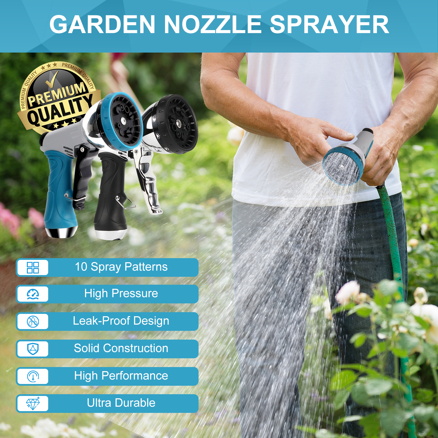 Teblint 2-Pack Heavy-Duty Garden Hose Nozzles photo 6