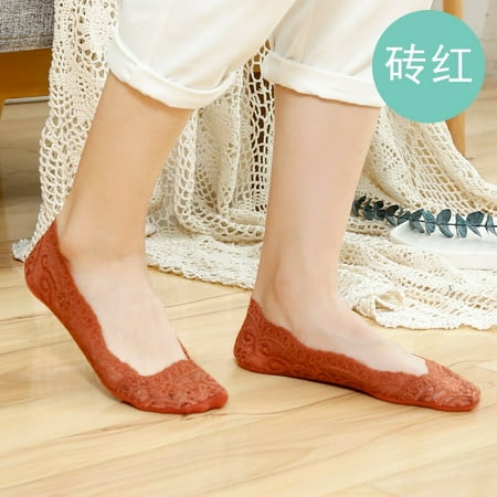 

1 Pair Spring Summer Thin Vintage Lace Invisible Socks Boat Socks Pure Cotton Soft Comfortable Breathable Non-slip Women Socks