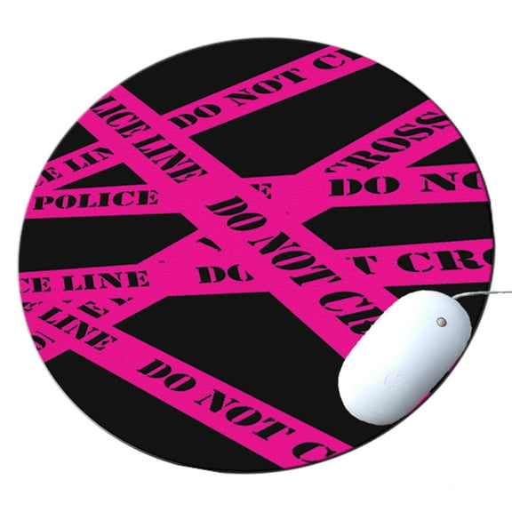 KuzmarK Round Mousepad / Hot Pad / Trivet - Police Line Do Not Cross