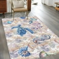 thumbnail image 3 of Sea Turtle Area Rug 3x5 FT, Non Slip Entryway Bedside Carpet, Summer Coastal Nautical Coral Seahorse Washable Soft Floor Carpet Indoor Mat Non-Shedding Throw Rug for Dorm Kitchen Home Office, 3 of 9