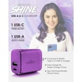 thumbnail image 5 of Liquipel Powertek 20W PD USBC and 18W USB A Dual Port Wall Block Charger, Type C Fast Charging Cube, Wall Power Adapter with Foldable Plug, Metallic Shine Purple, 5 of 7