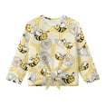 thumbnail image 4 of Xoenoiee Bee Daisy Honeycomb Print Girls T Shirt Basic Long Sleeve Blouse Casual Tee Lightweight Tunic Tops Outfits Fall Clothes with Tie Front, 9-10 Year, 4 of 7
