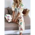 thumbnail image 3 of Women'S 2 Piece Outfits Floral Print Short Sleeve Blouse Wide Leg Pants Set Boho Vacation Outfits Multicolor XL, 3 of 6