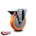 thumbnail image 2 of 5 Inch Orange Poly Wheel Swivel Bolt Hole Caster with Posi Lock Brake SCC, 2 of 2
