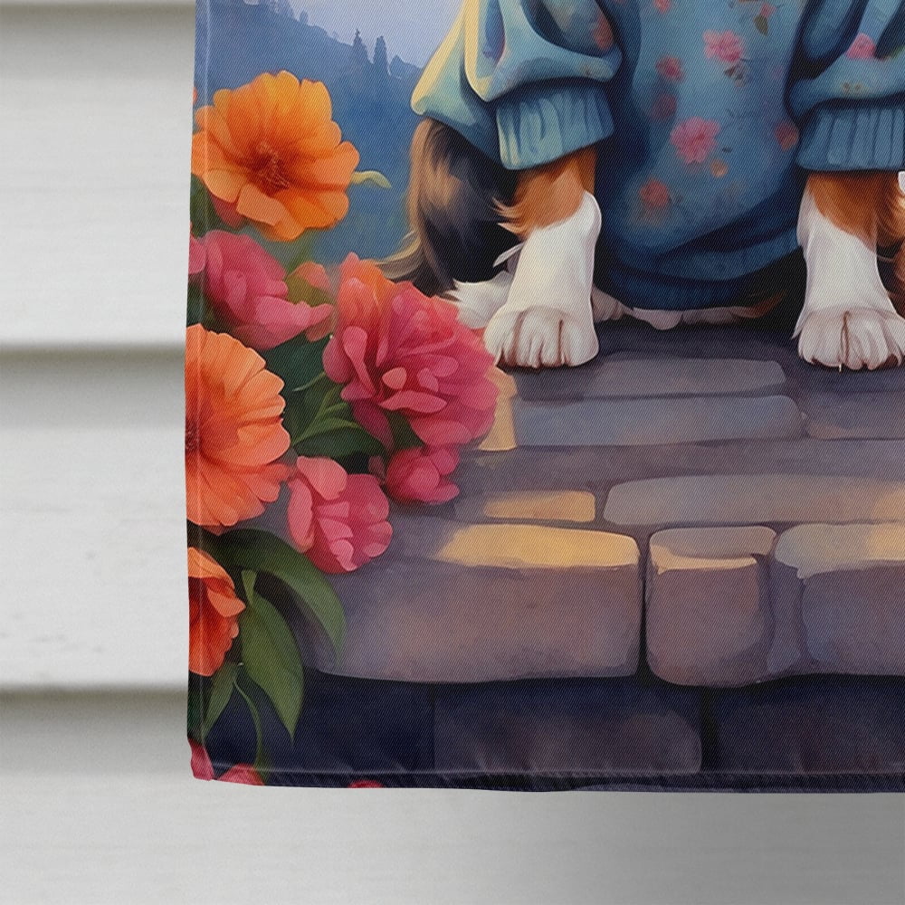 Cavalier Spaniel Two Hearts House Flag 28 in x 40 in