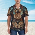 thumbnail image 4 of Balery Tree Meditating Golden Retriever Print Men's Hawaiian Shirts Short Sleeve Beach Shirt Relaxed Fit Vacation Button Down Shirts-3X-Large, 4 of 9