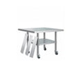thumbnail image 1 of Heavy Duty Stainless Steel Commercial Work Table – Removable 3-Sided Rim, Adjustable Undershelf, 4 Locking Wheels, Utility Prep Station for Restaurant, Kitchen, Garage, Bakery – 24x24 Inches, 1 of 8